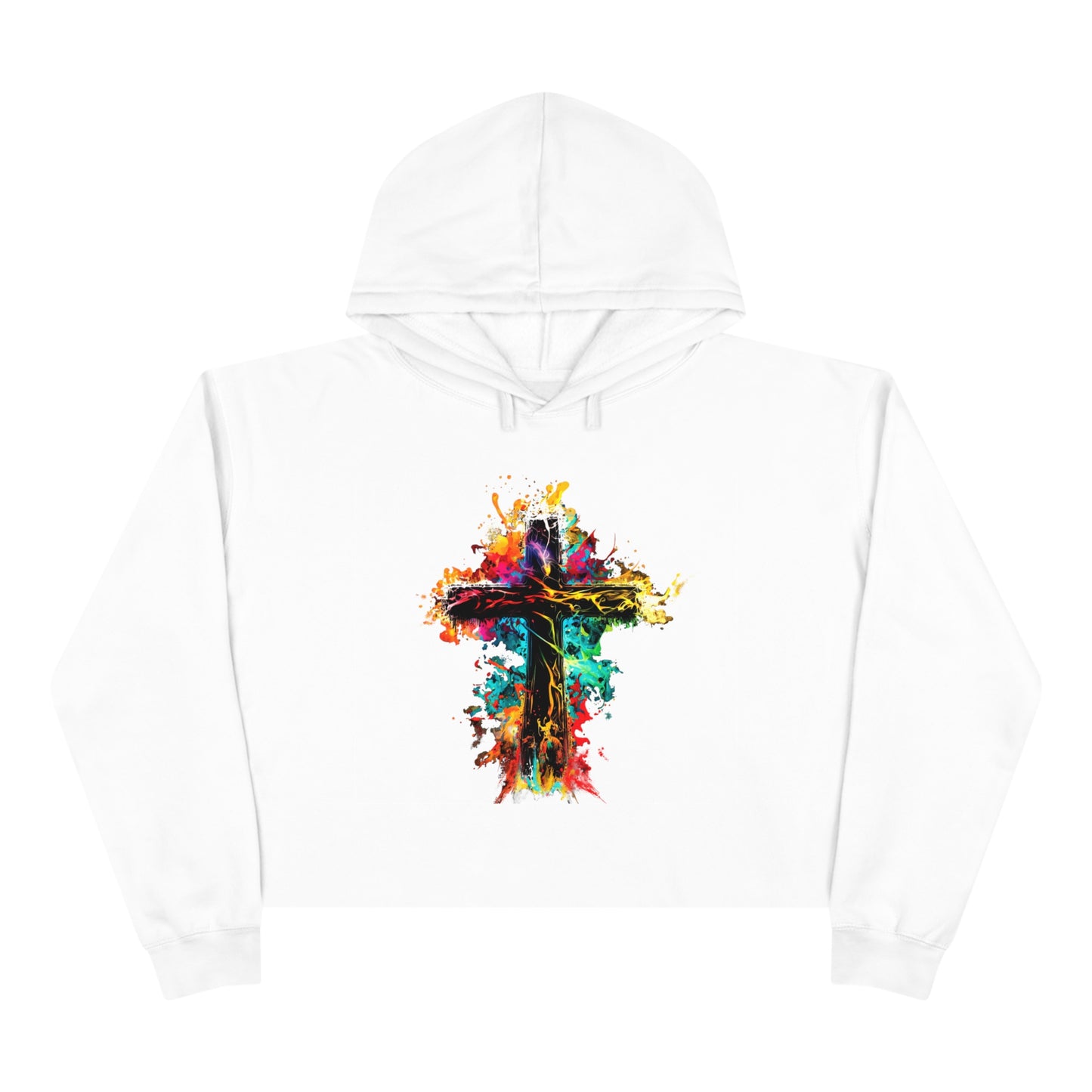 Colorful Cross Crop Hoodie