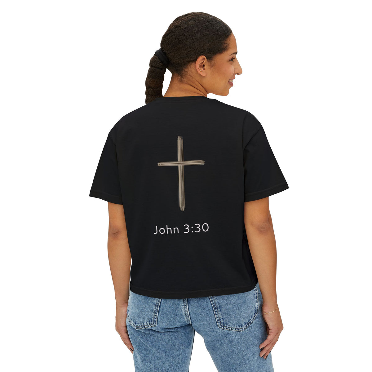 Less of Me John 3:30- Women's Boxy Tee — Faith Renewal Graphic Tee