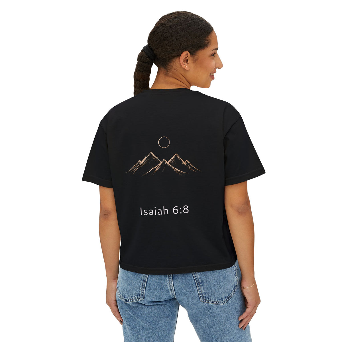 Here I am Isaiah 6:8- Women's Boxy Tee — Faith Renewal Graphic Tee