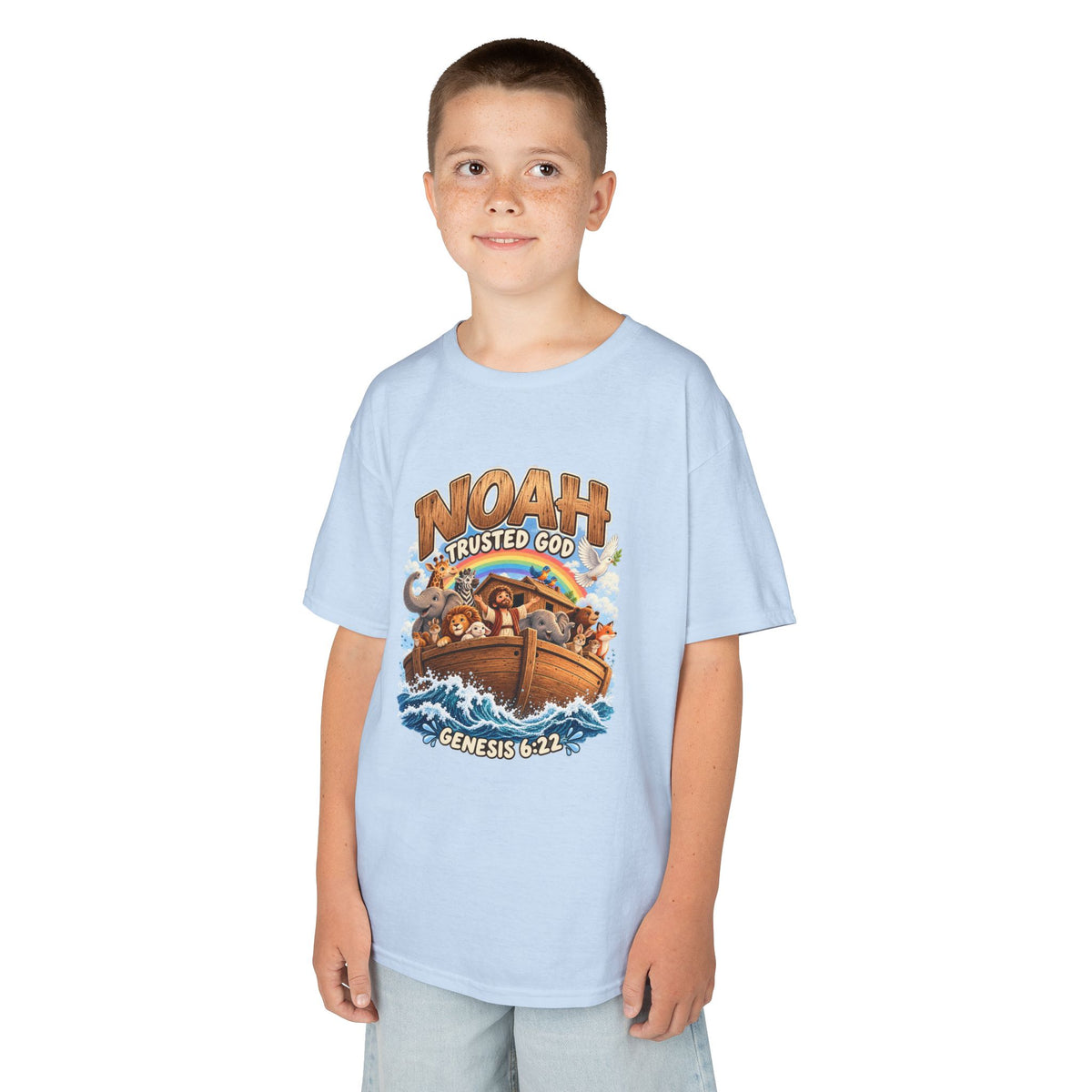 Noah Trusted God Kids Tee – Genesis 6:22 Bible Shirt