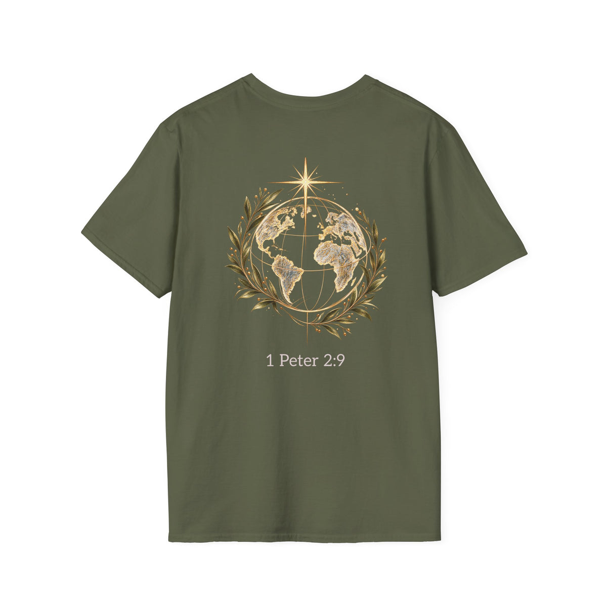 1 Peter 2:9 Christian T-Shirt — World Outline Faith Tee