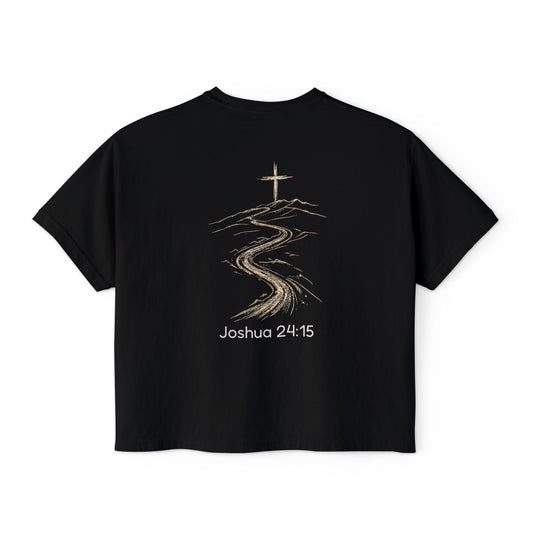 Joshua 24:15- Yahweh or the Highway-Women's Boxy Tee — Faith Renewal Graphic Tee