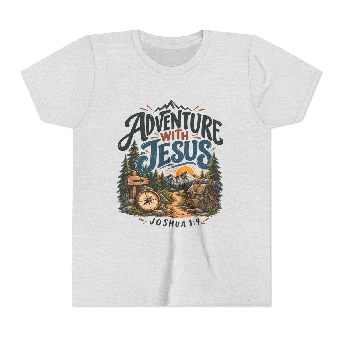 Adventure with Jesus Youth/ Kids T-Shirt – Joshua 19:2 Christian Outdoor Tee