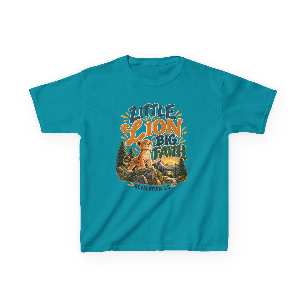 Little Lion Big Faith Kids Christian T-Shirt