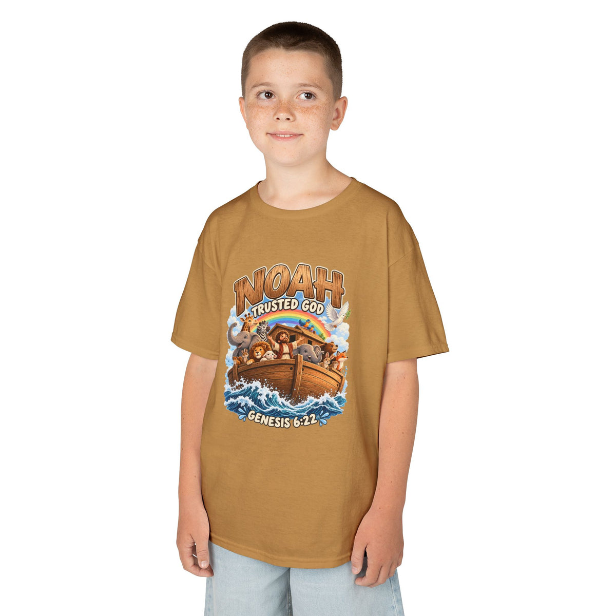 Noah Trusted God Kids Tee – Genesis 6:22 Bible Shirt