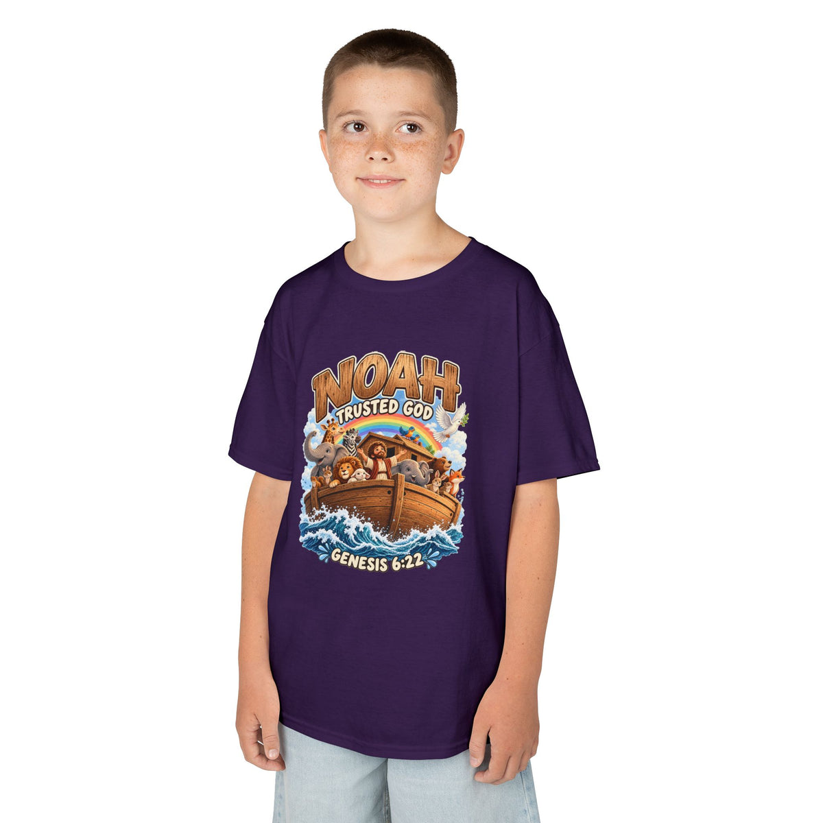 Noah Trusted God Kids Tee – Genesis 6:22 Bible Shirt