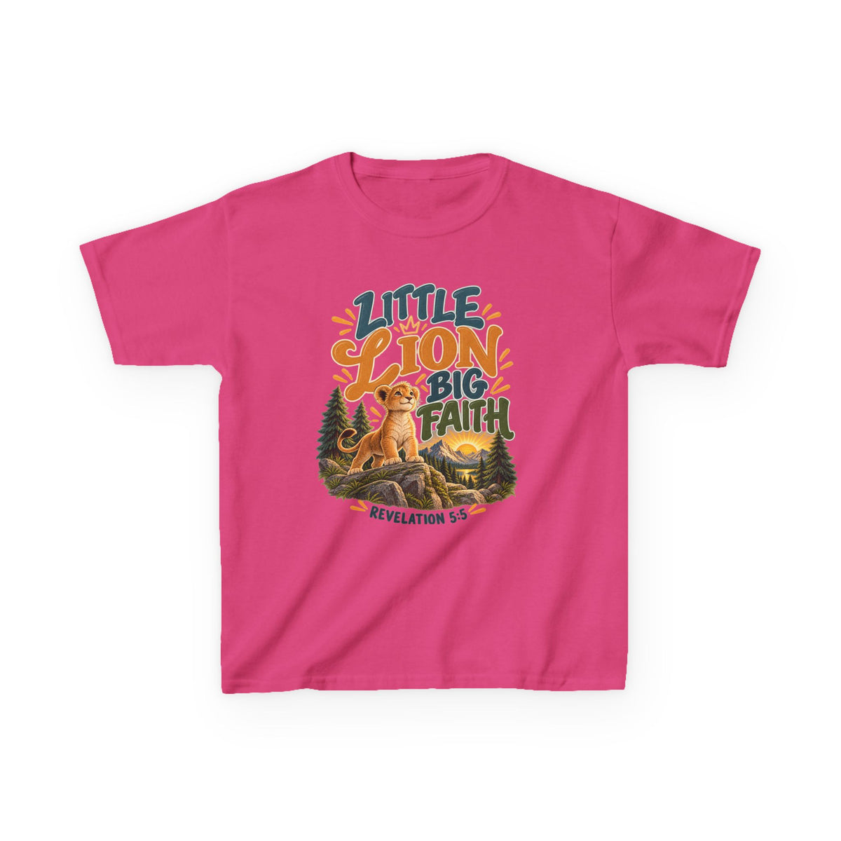 Little Lion Big Faith Kids Christian T-Shirt