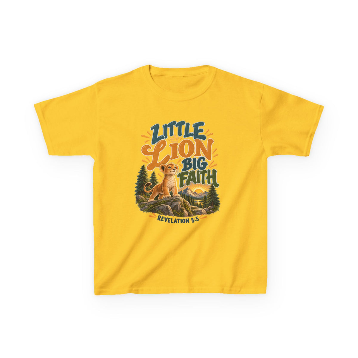 Little Lion Big Faith Kids Christian T-Shirt