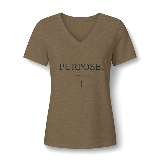Women's V-Neck Tee — "Purpose" Inspirational Christian Shirt