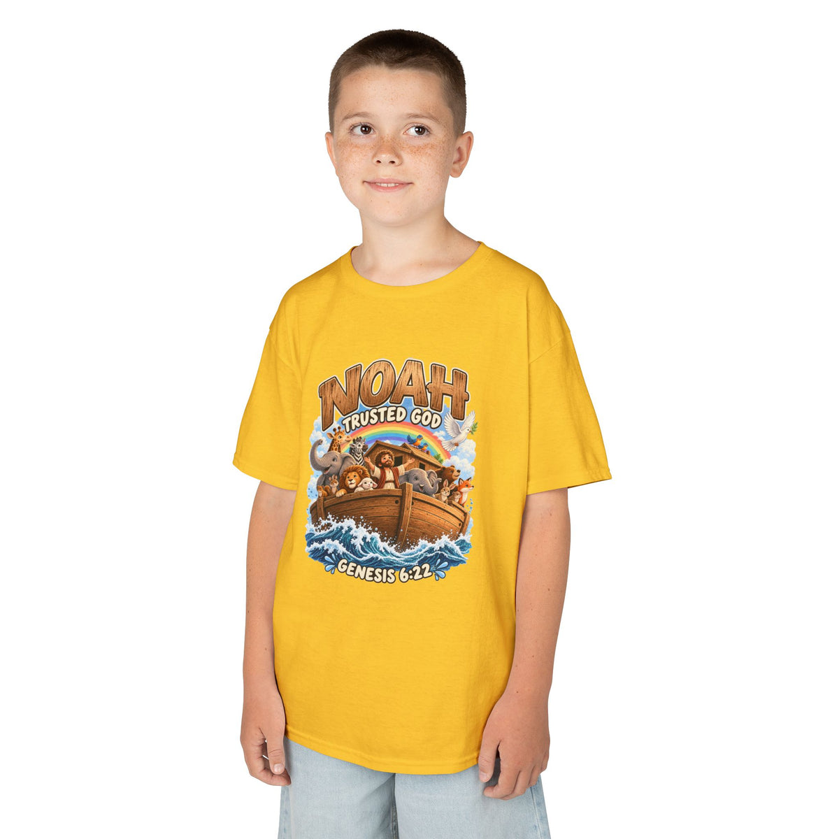 Noah Trusted God Kids Tee – Genesis 6:22 Bible Shirt