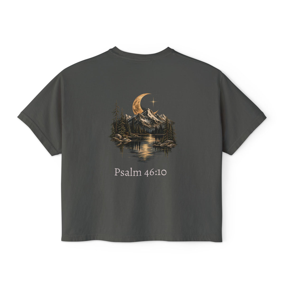 Be Still and Know Psalm 46:10 Women's Boxy Tee — Faith Renewal Graphic Tee