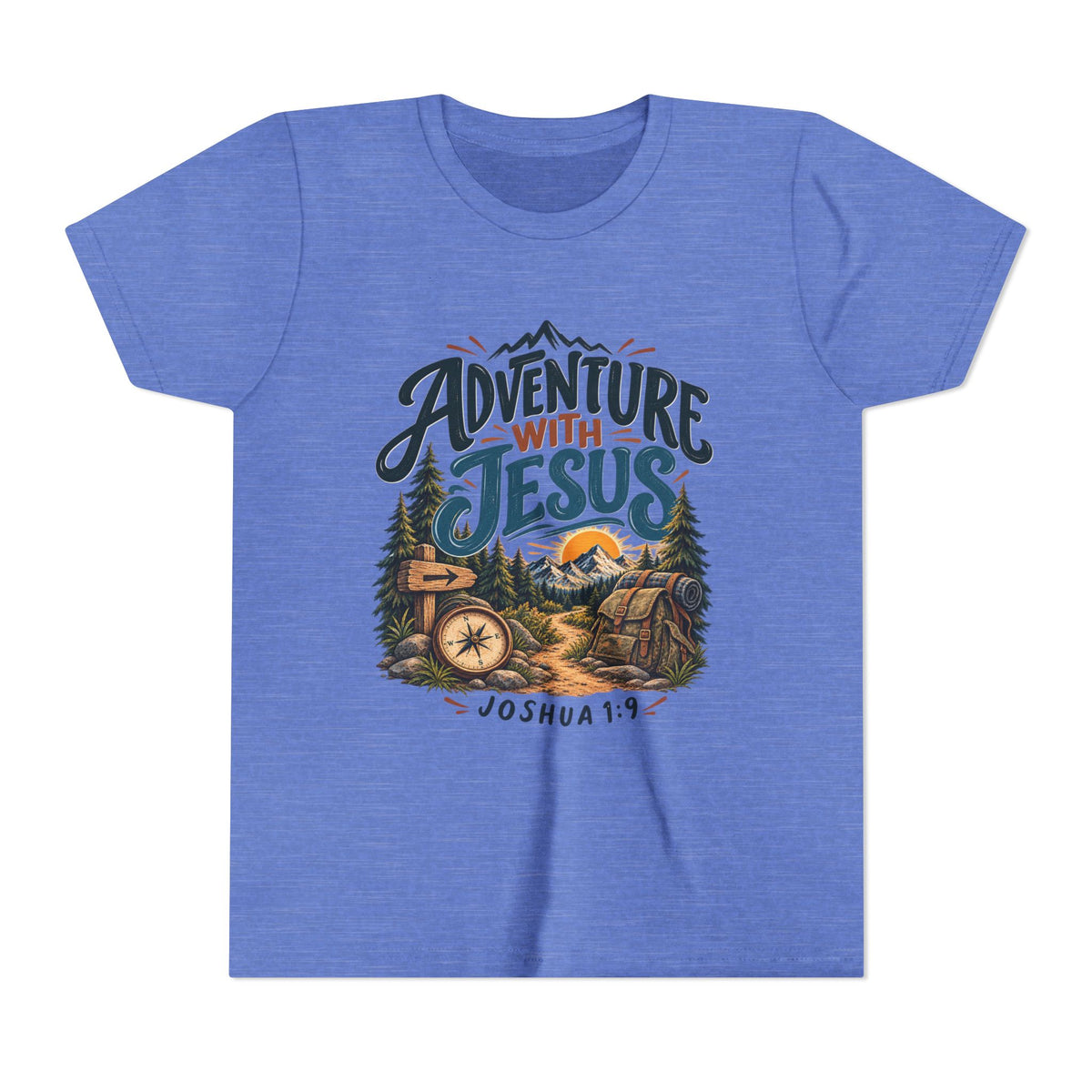 Adventure with Jesus Youth/ Kids T-Shirt – Joshua 19:2 Christian Outdoor Tee