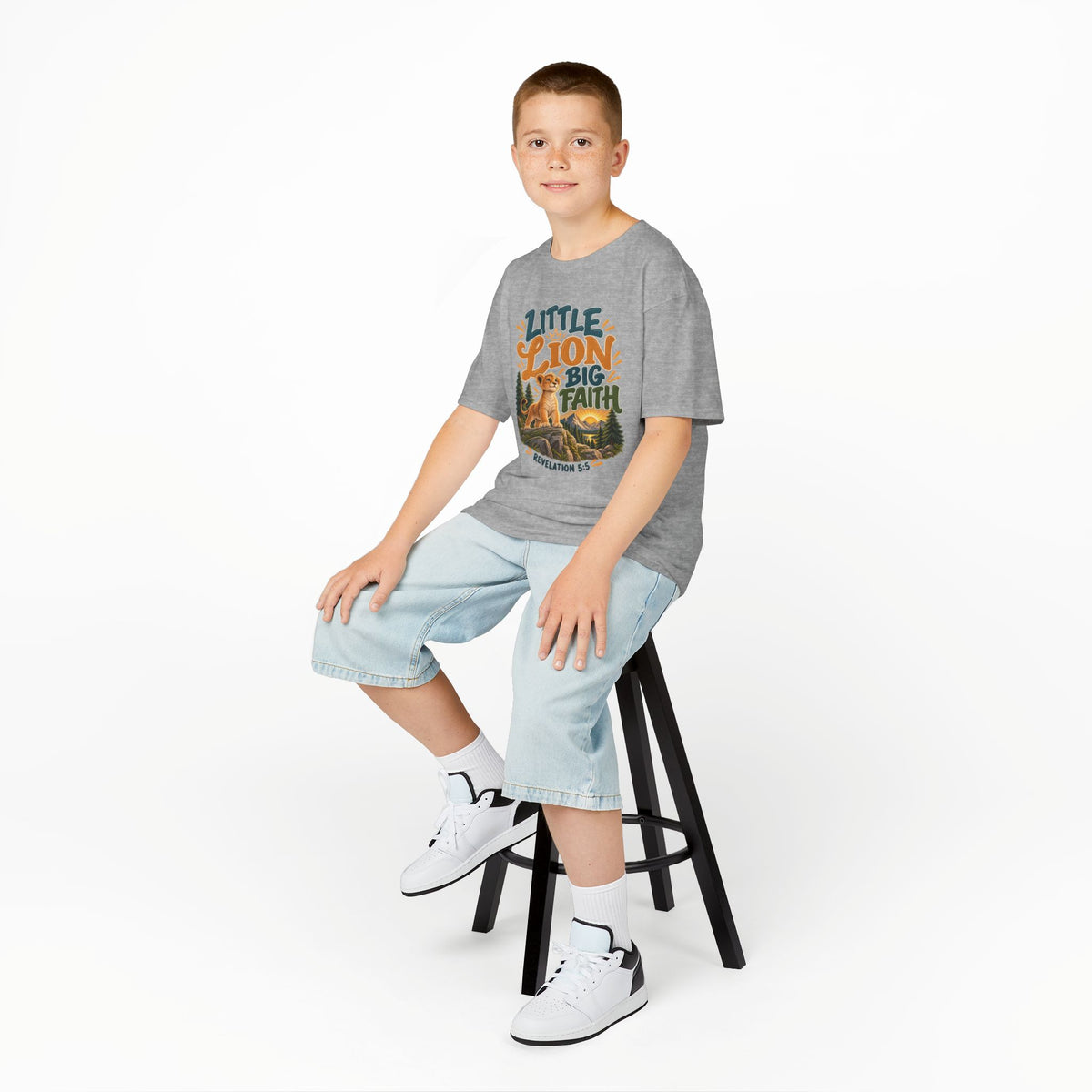 Little Lion Big Faith Kids Christian T-Shirt
