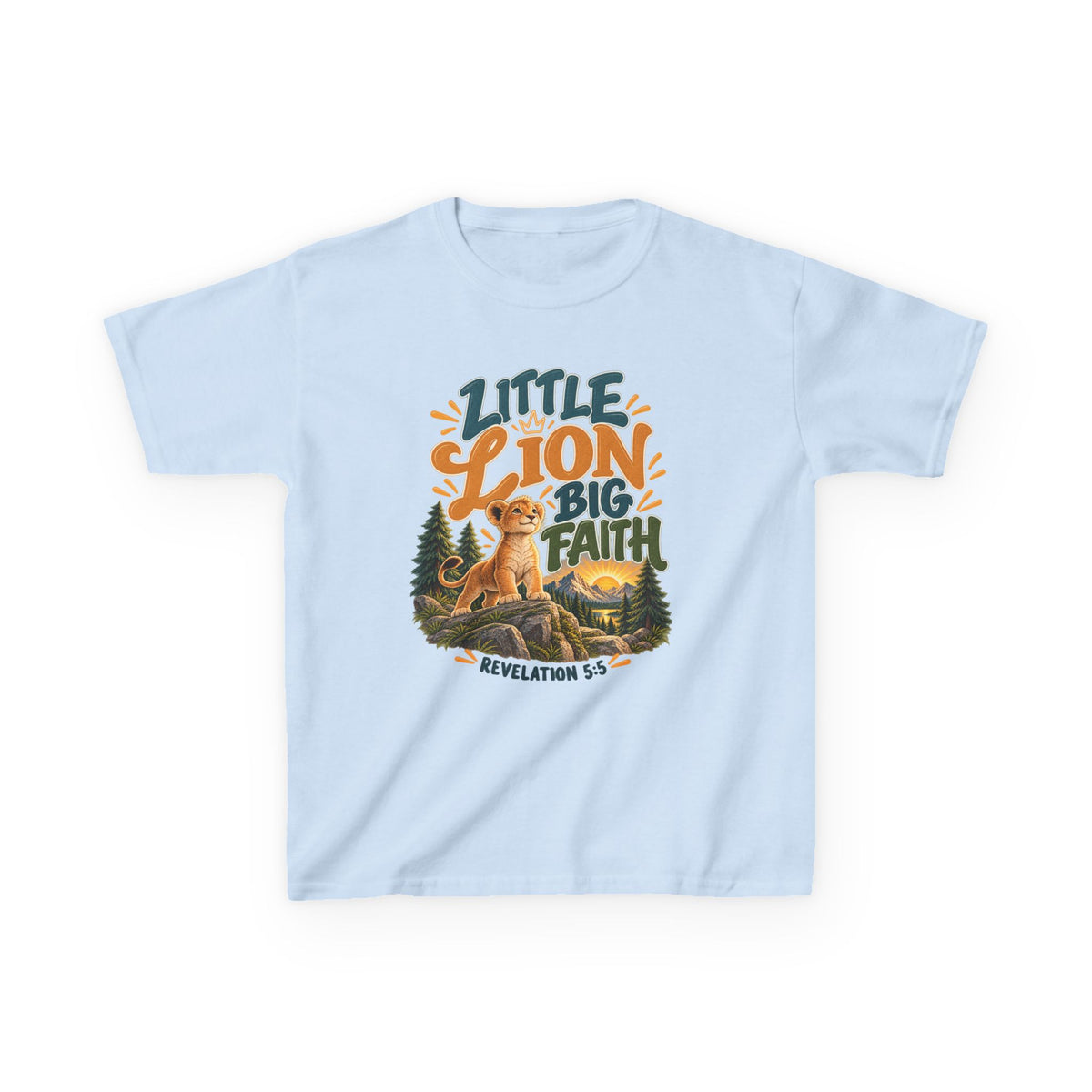 Little Lion Big Faith Kids Christian T-Shirt