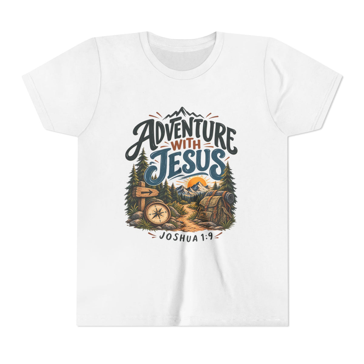 Adventure with Jesus Youth/ Kids T-Shirt – Joshua 19:2 Christian Outdoor Tee