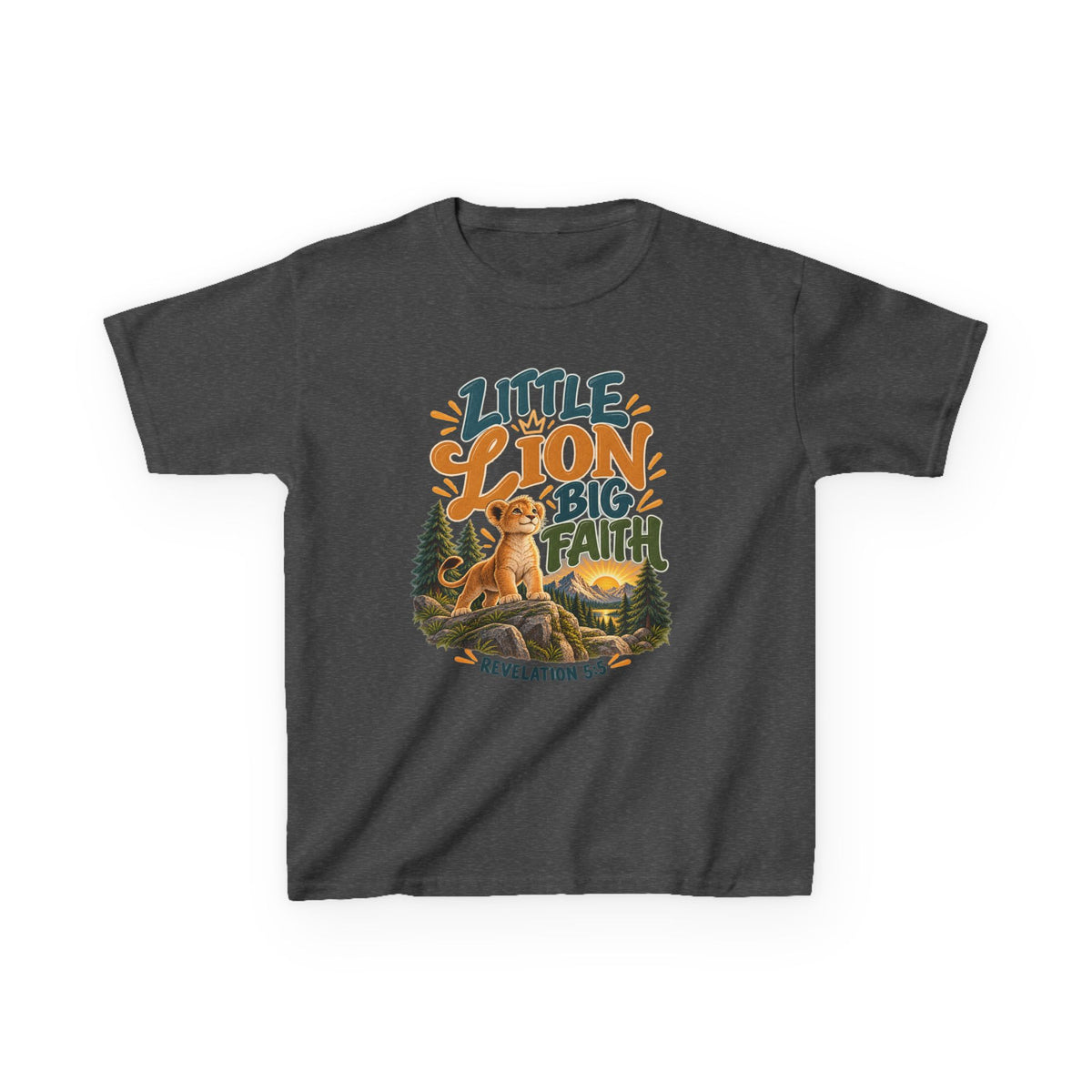 Little Lion Big Faith Kids Christian T-Shirt