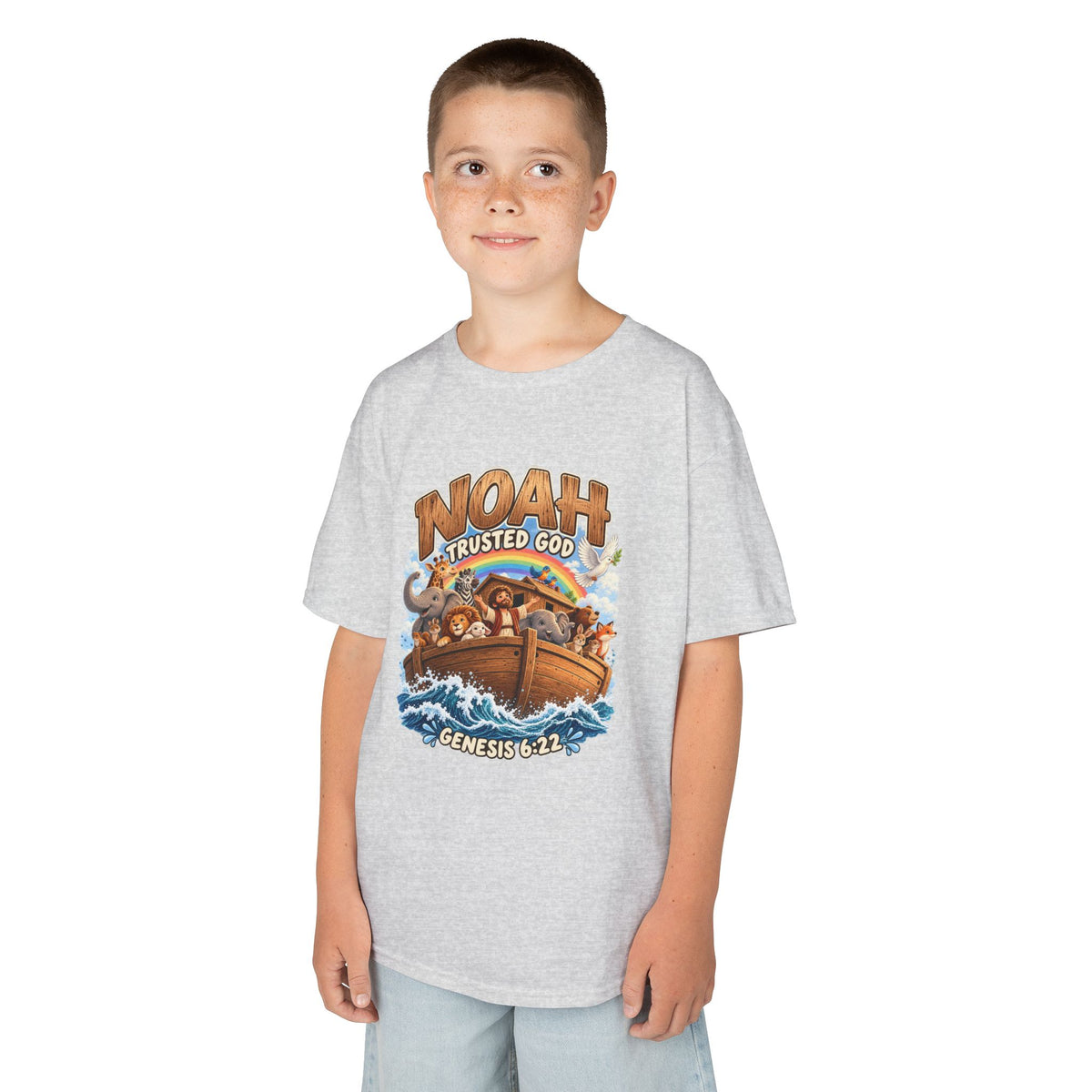Noah Trusted God Kids Tee – Genesis 6:22 Bible Shirt