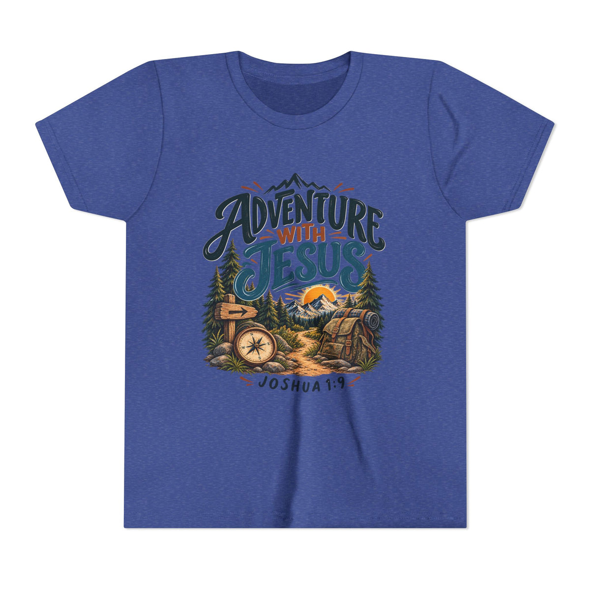 Adventure with Jesus Youth/ Kids T-Shirt – Joshua 19:2 Christian Outdoor Tee