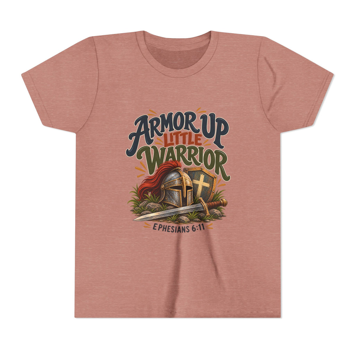 Armor Up Little Warrior Youth/Kids Short Sleeve Tee – Ephesians 6:11 Christian Shirt