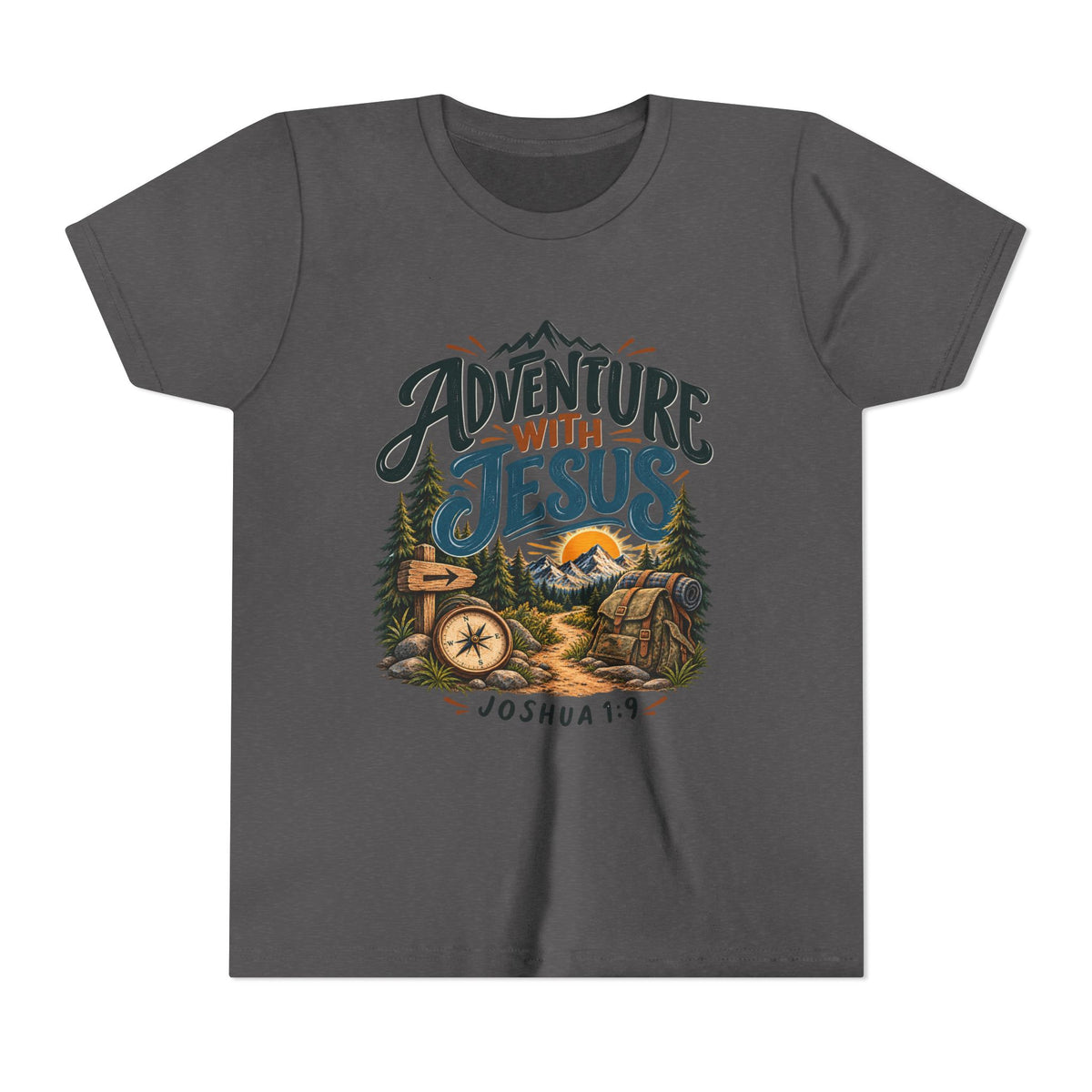 Adventure with Jesus Youth/ Kids T-Shirt – Joshua 19:2 Christian Outdoor Tee