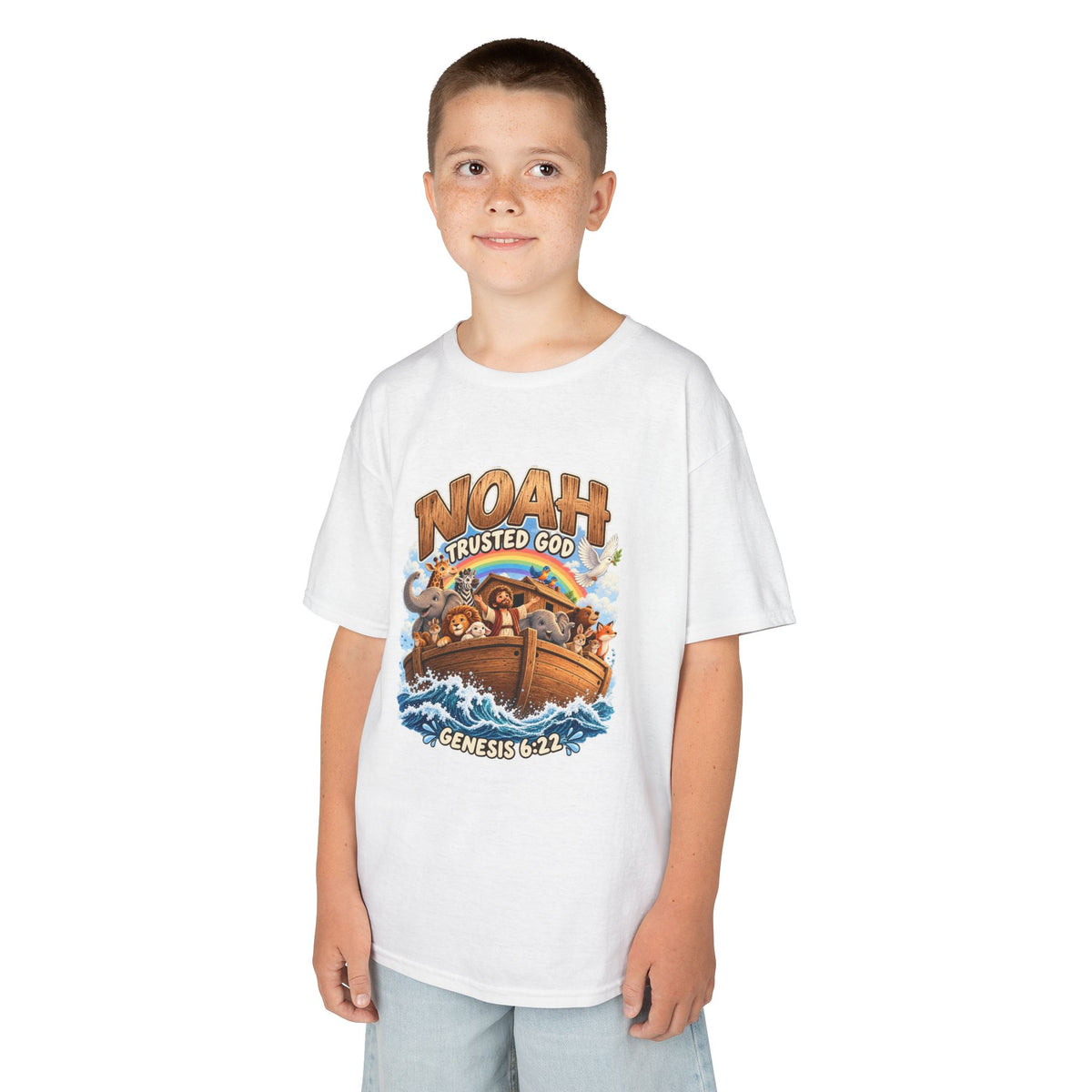 Noah Trusted God Kids Tee – Genesis 6:22 Bible Shirt