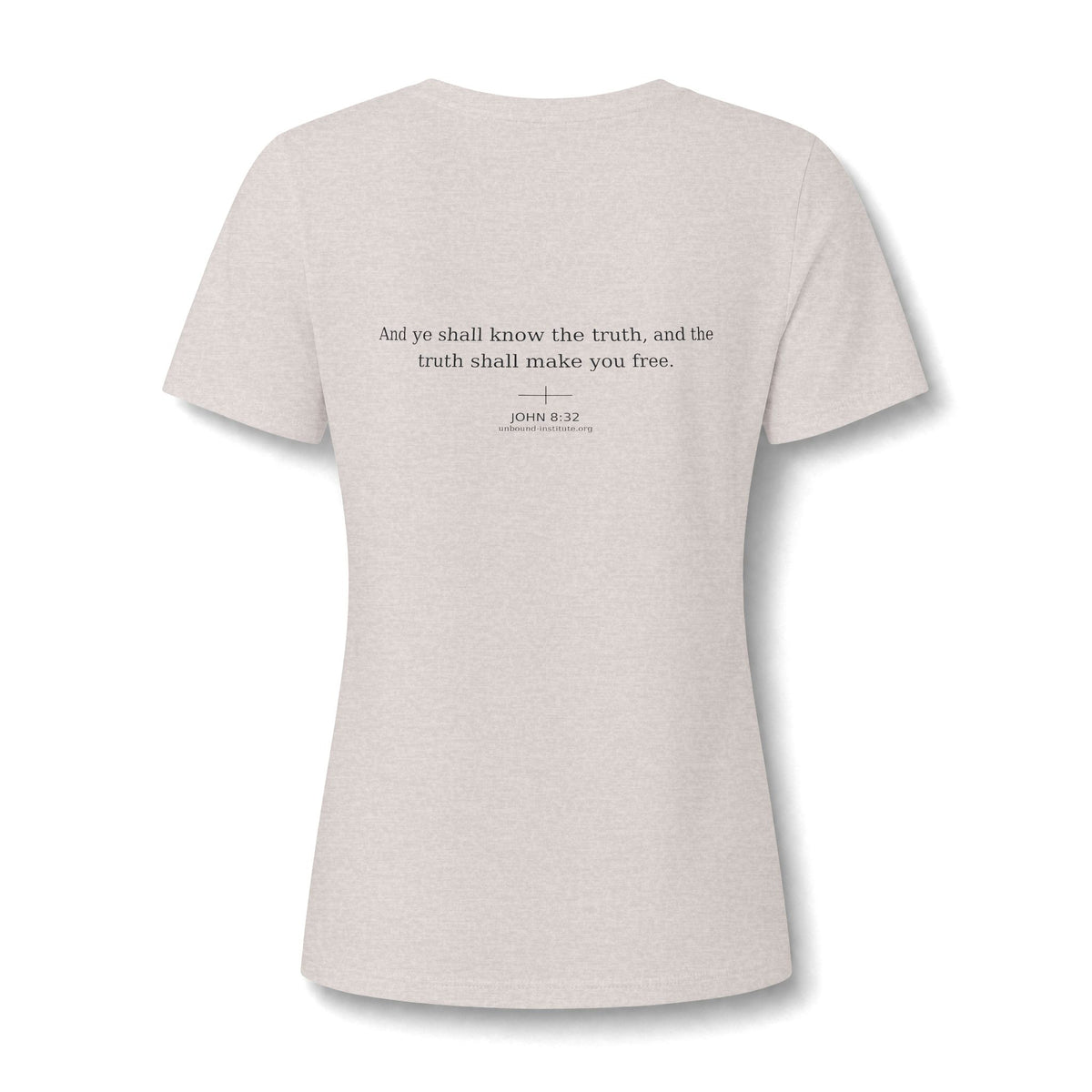 UNBOUND Women’s V-Neck T-Shirt – Minimal Christian Faith Tee