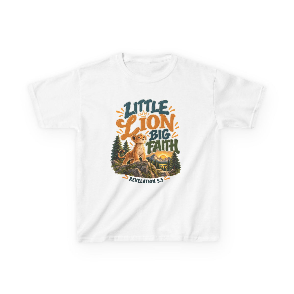 Little Lion Big Faith Kids Christian T-Shirt