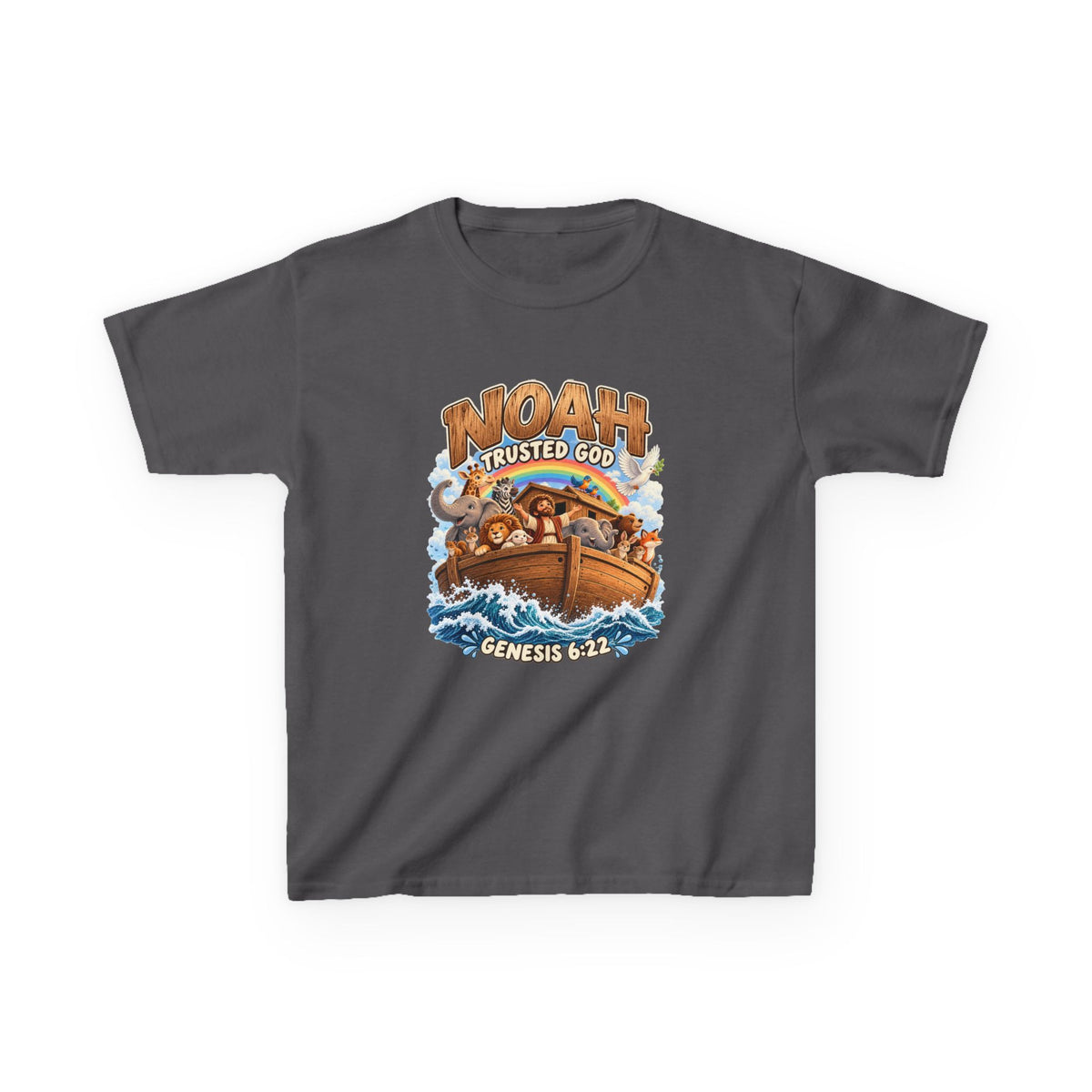 Noah Trusted God Kids Tee – Genesis 6:22 Bible Shirt