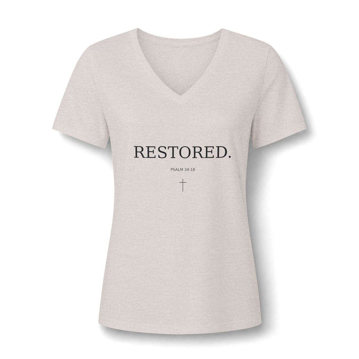 RESTORED. Inspirational Women's V-Neck Tee