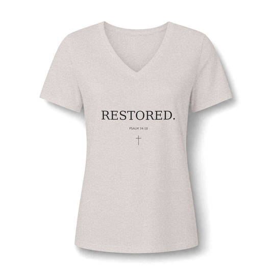 RESTORED. Inspirational Women's V-Neck Tee