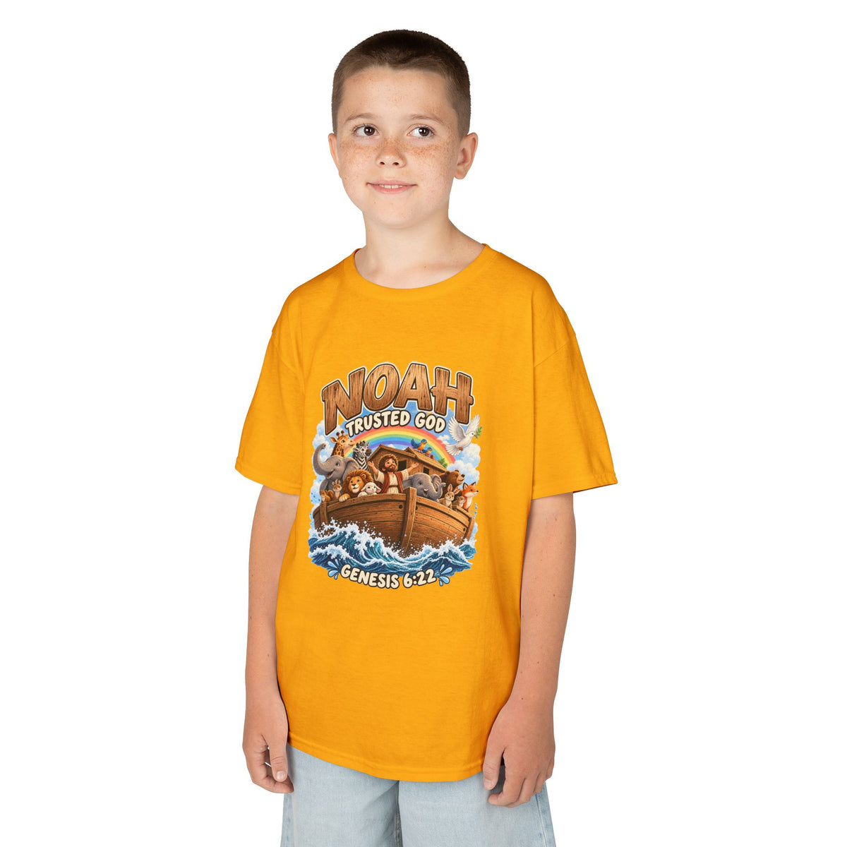 Noah Trusted God Kids Tee – Genesis 6:22 Bible Shirt