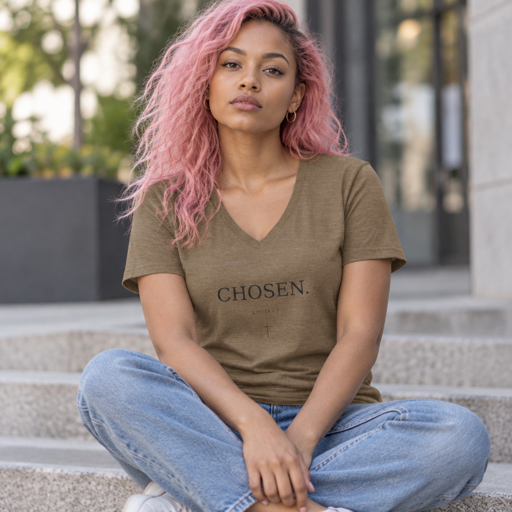 Chosen V-Neck Tee — Inspirational Women’s Christian Shirt