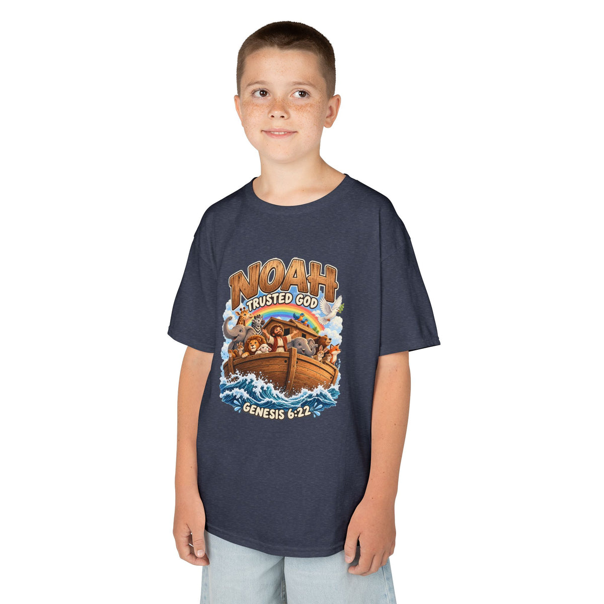 Noah Trusted God Kids Tee – Genesis 6:22 Bible Shirt