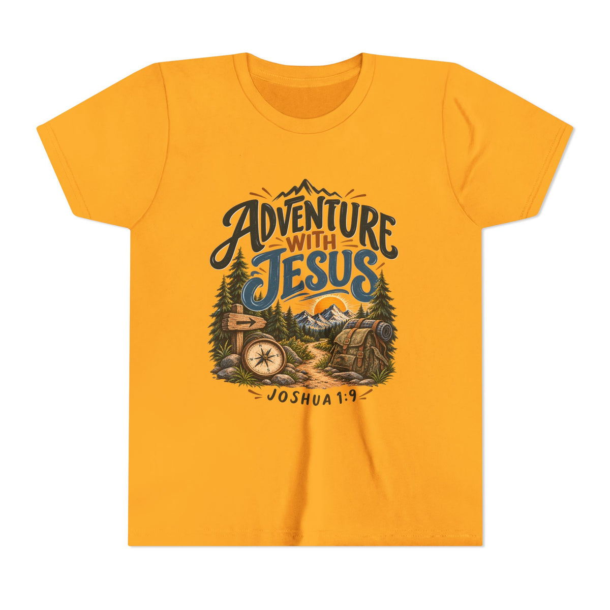 Adventure with Jesus Youth/ Kids T-Shirt – Joshua 19:2 Christian Outdoor Tee