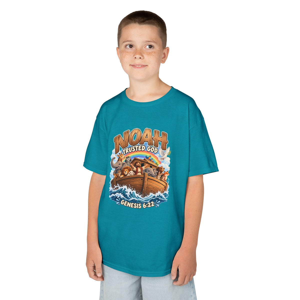 Noah Trusted God Kids Tee – Genesis 6:22 Bible Shirt