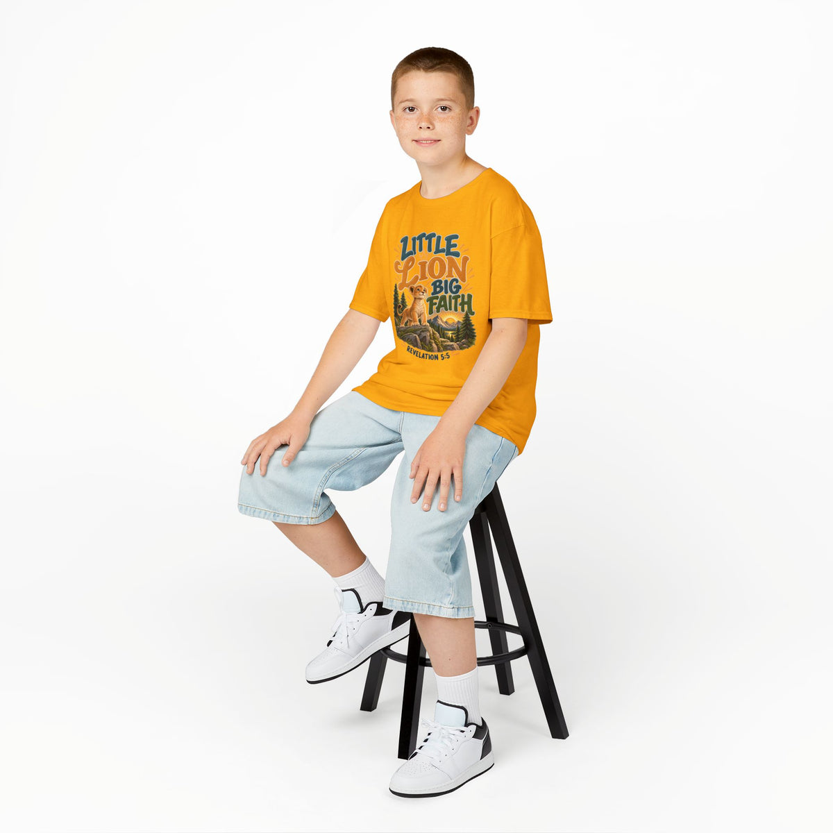 Little Lion Big Faith Kids Christian T-Shirt