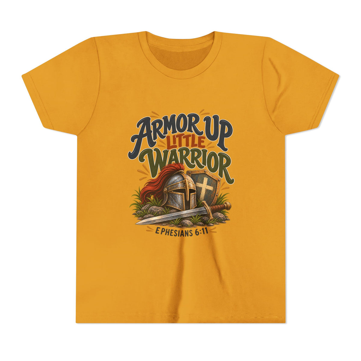 Armor Up Little Warrior Youth/Kids Short Sleeve Tee – Ephesians 6:11 Christian Shirt