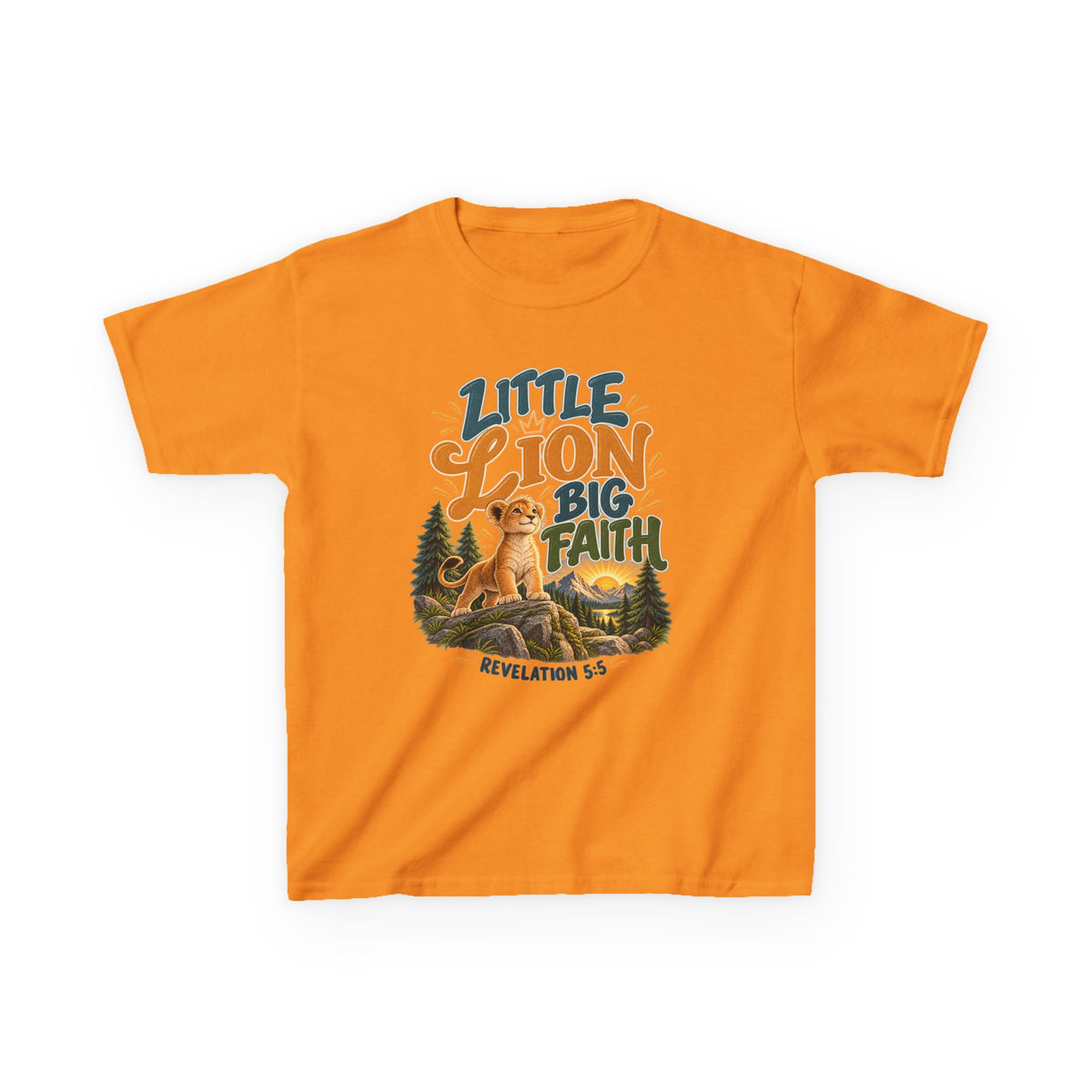 Little Lion Big Faith Kids Christian T-Shirt