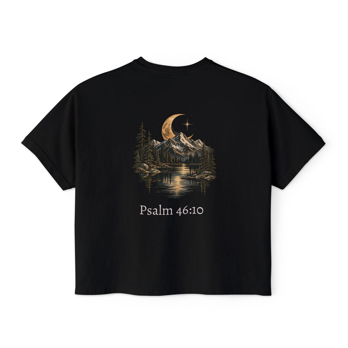 Be Still and Know Psalm 46:10 Women's Boxy Tee — Faith Renewal Graphic Tee