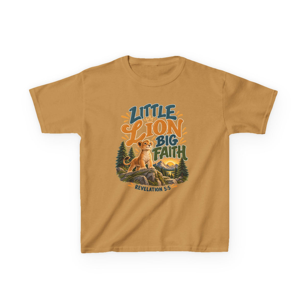 Little Lion Big Faith Kids Christian T-Shirt