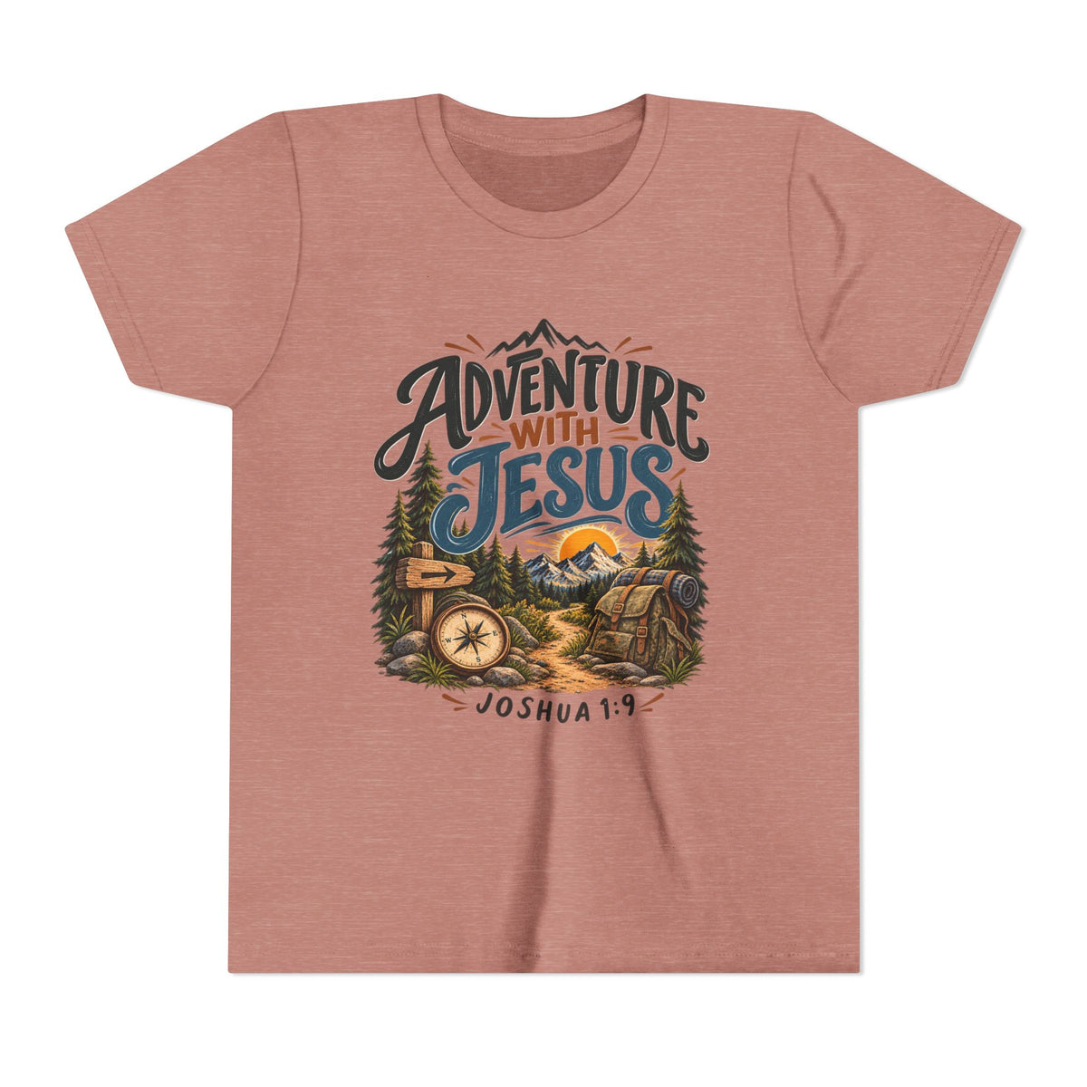 Adventure with Jesus Youth/ Kids T-Shirt – Joshua 19:2 Christian Outdoor Tee