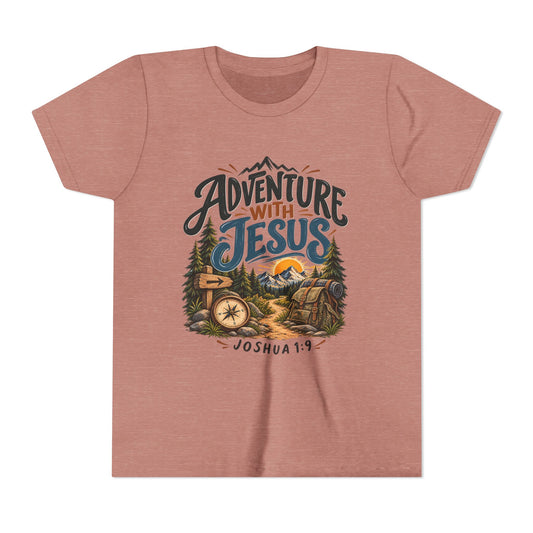 Adventure with Jesus Youth/ Kids T-Shirt – Joshua 19:2 Christian Outdoor Tee