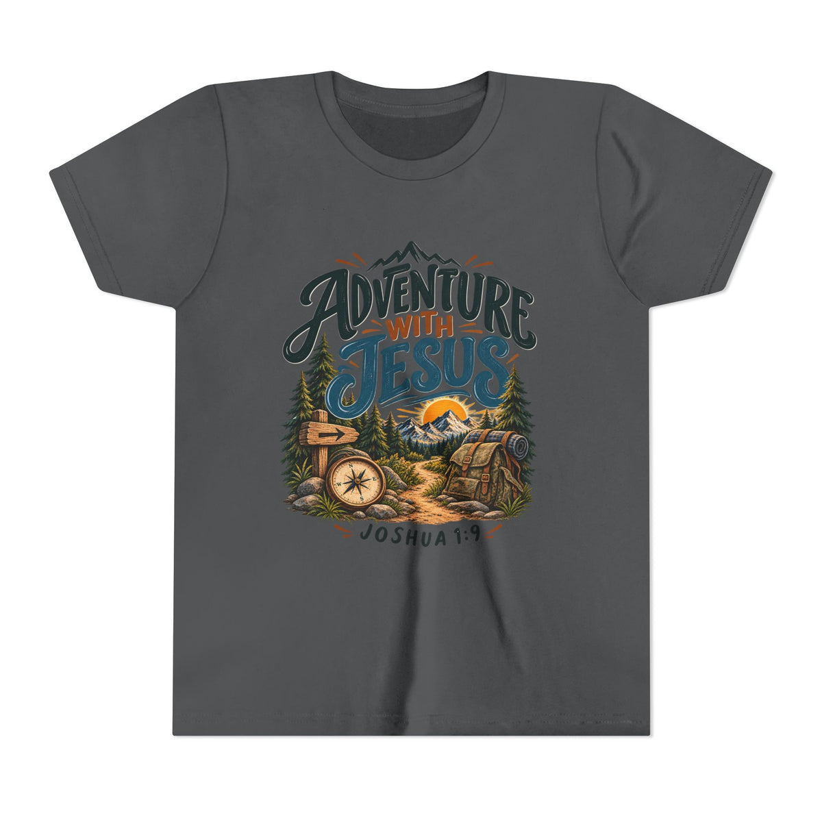 Adventure with Jesus Youth/ Kids T-Shirt – Joshua 19:2 Christian Outdoor Tee