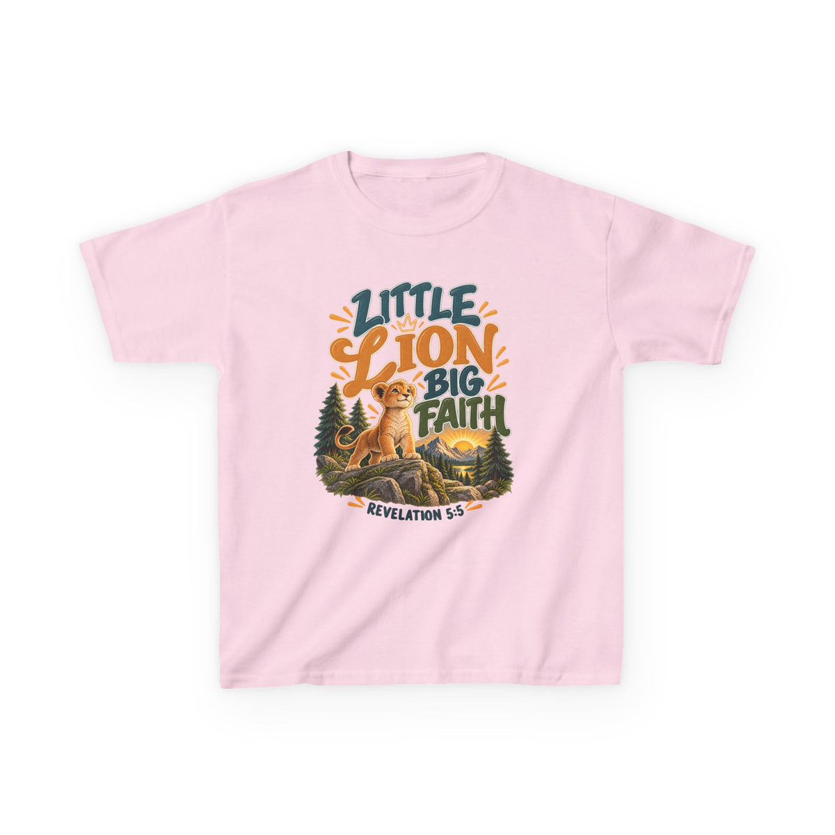Little Lion Big Faith Kids Christian T-Shirt