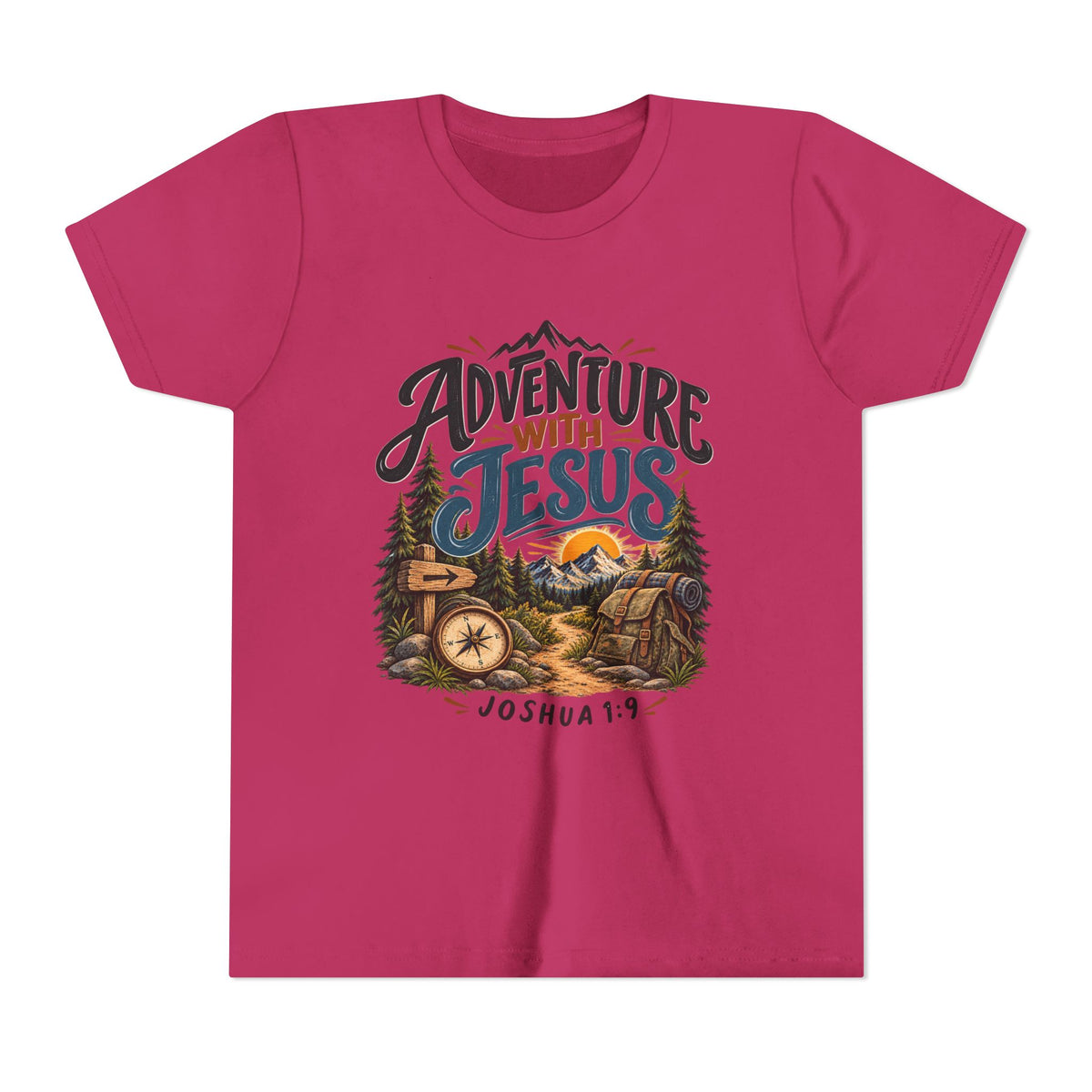 Adventure with Jesus Youth/ Kids T-Shirt – Joshua 19:2 Christian Outdoor Tee