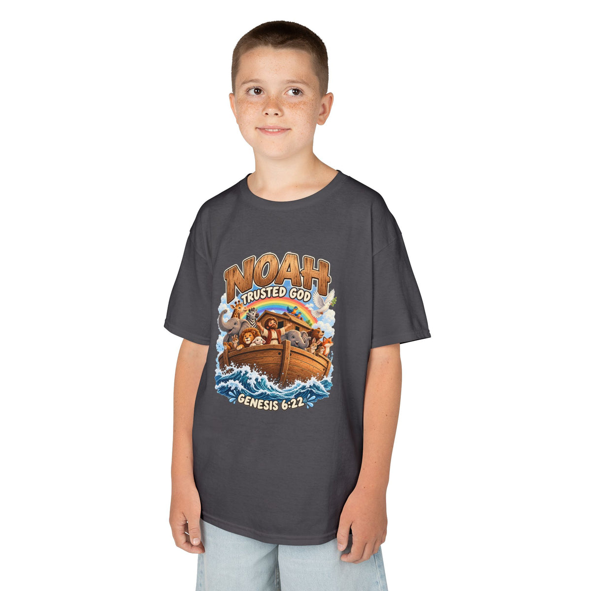 Noah Trusted God Kids Tee – Genesis 6:22 Bible Shirt
