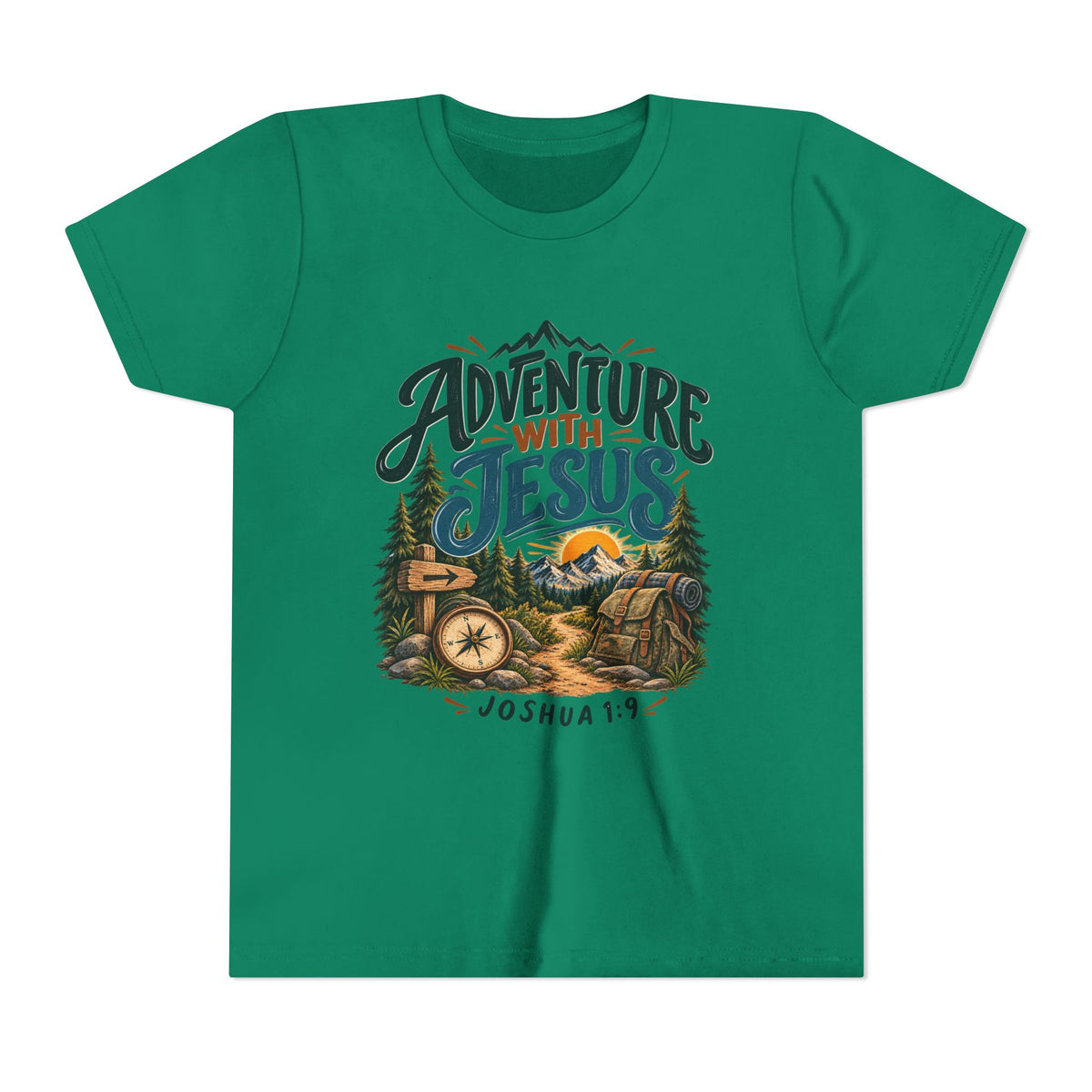 Adventure with Jesus Youth/ Kids T-Shirt – Joshua 19:2 Christian Outdoor Tee