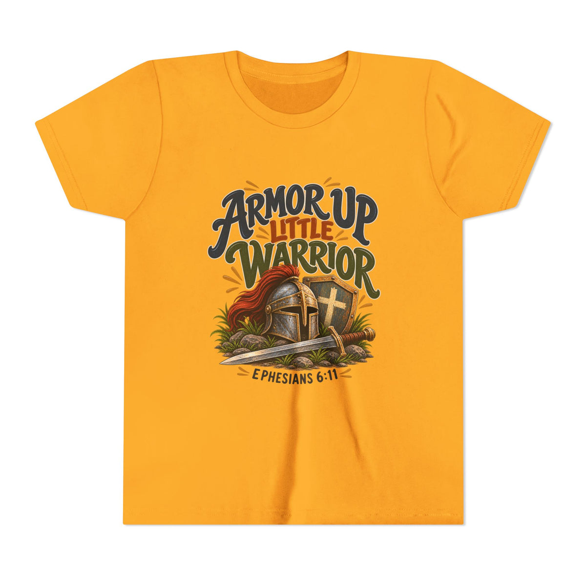 Armor Up Little Warrior Youth/Kids Short Sleeve Tee – Ephesians 6:11 Christian Shirt