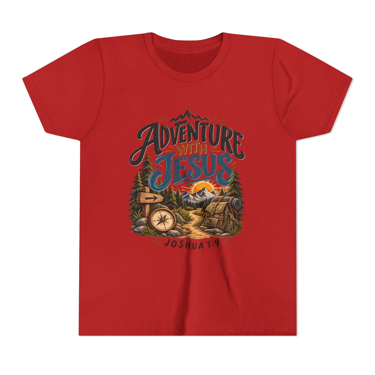 Adventure with Jesus Youth/ Kids T-Shirt – Joshua 19:2 Christian Outdoor Tee