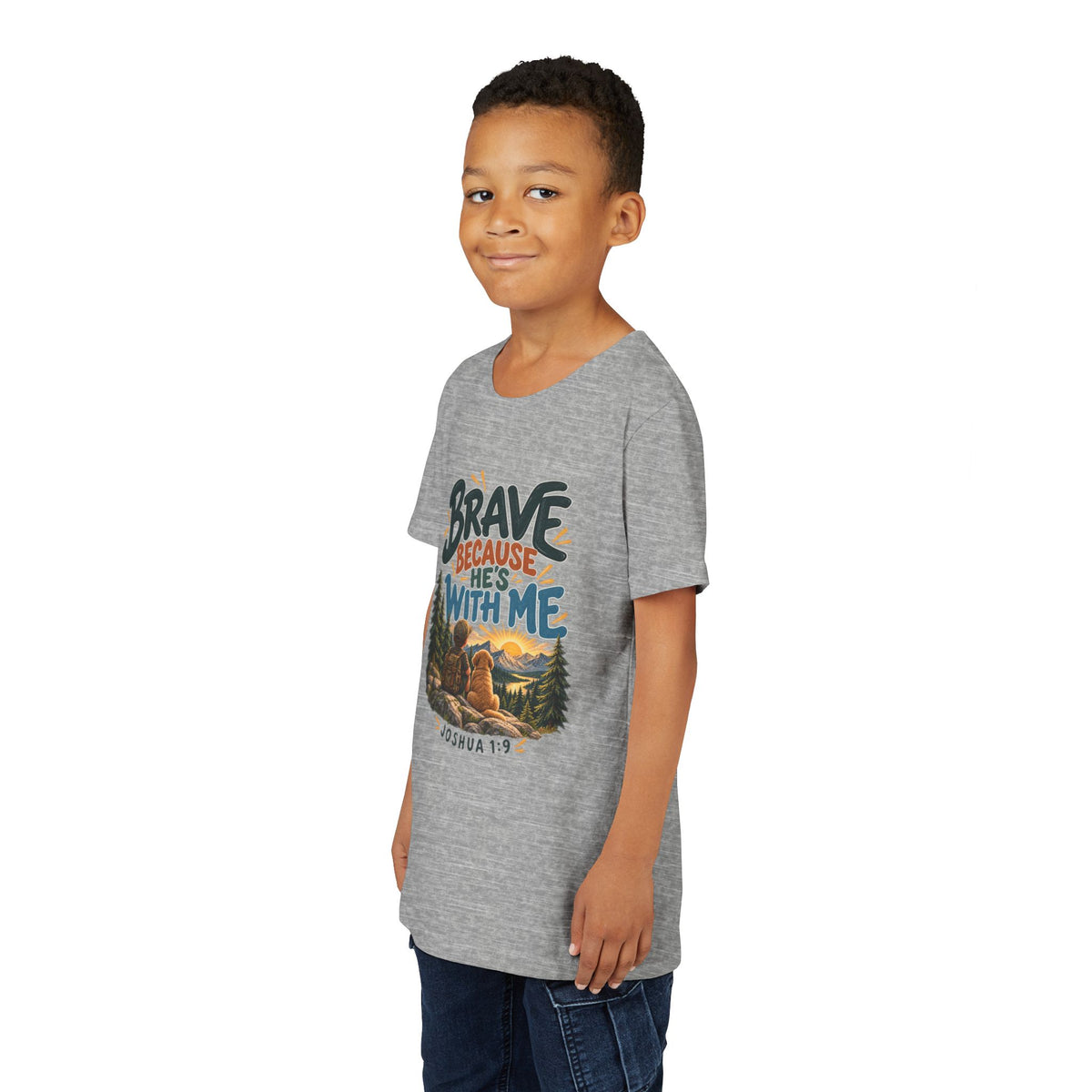 Brave Because He’s With Me Joshua 1:9 Christian Youth/Kids T-Shirt